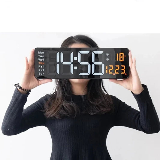 Relógio Digital de Parede com Controle Remoto e Alarme